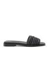 Prada Black Sandals With Woven Strap And Logo Accents In Black