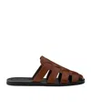 Prada Leather Fisherman Mules In Cognac
