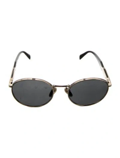 Pre-owned Prada Round Mirrored Sunglasses In Black