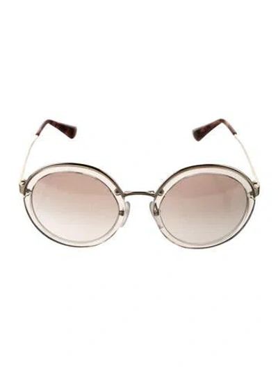 Pre-owned Prada Round Mirrored Sunglasses In Brown