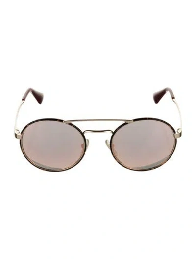 Pre-owned Prada Round Mirrored Sunglasses In Brown