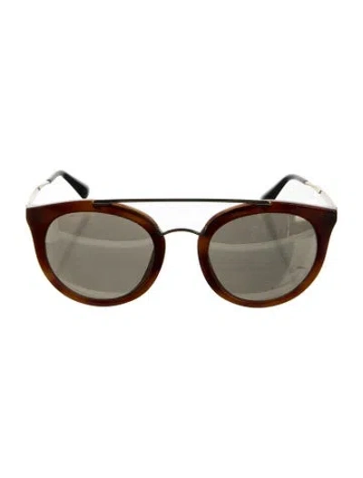 Pre-owned Prada Round Mirrored Sunglasses In Brown