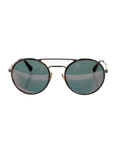 Pre-owned Prada Round Mirrored Sunglasses In Gold