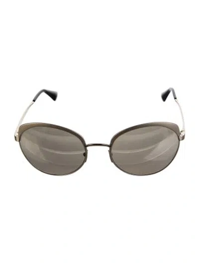 Pre-owned Prada Round Mirrored Sunglasses In Gold