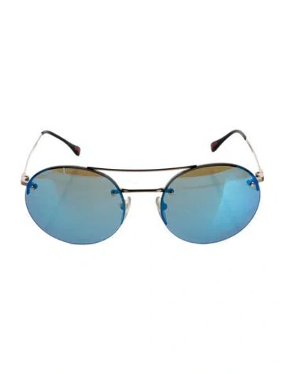 Pre-owned Prada Round Mirrored Sunglasses In Multi