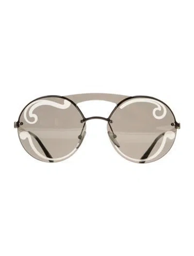 Pre-owned Prada Round Mirrored Sunglasses In Neutrals