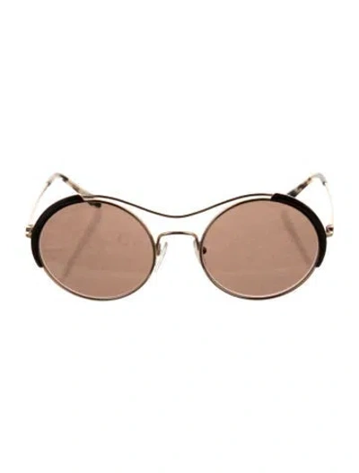 Pre-owned Prada Round Mirrored Sunglasses In Pink
