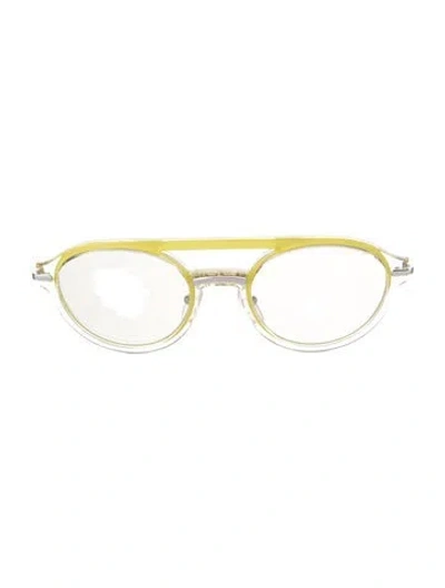 Pre-owned Prada Round Mirrored Sunglasses In Yellow