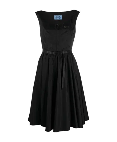 Prada Round-neck Dress In Black