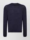Prada Mens Blue Crewneck Regular-fit Cashmere Jumper In Blue
