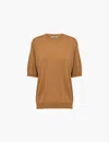Prada Superfine Cashmere Short-sleeve Sweater In Animal Print