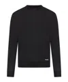 Prada Logo Patch Silk Crewneck Sweater In Black