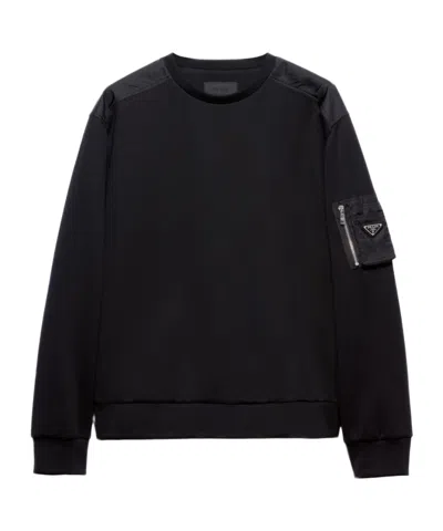 PRADA PRADA LOGO PLAQUE CREWNECK SWEATSHIRT
