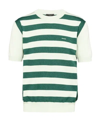 Prada Round Neck Sweater In White