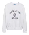 Prada Logo Print Crewneck Sweatshirt In White