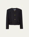 Prada Round-neck Wool-silk Jacket In Nero