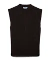 Prada Weste Aus Wolle In Dark Brown/black