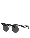 Prada Rimless Mixed-media Round Sunglasses In Black/gray Solid