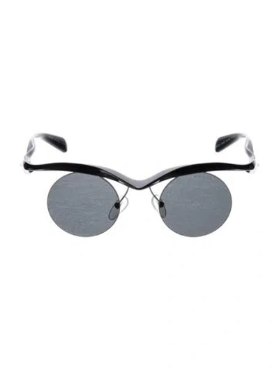 Pre-owned Prada Round Tinted Sunglasses In Black