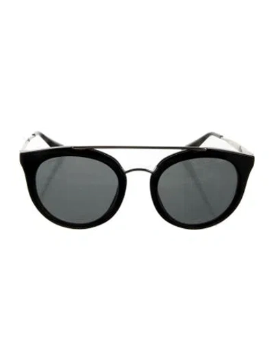 Pre-owned Prada Round Tinted Sunglasses In Black