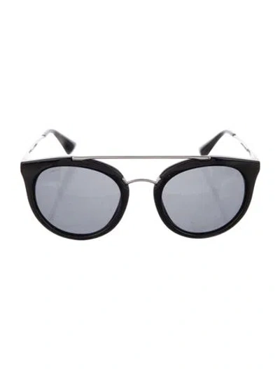 Pre-owned Prada Round Tinted Sunglasses In Black