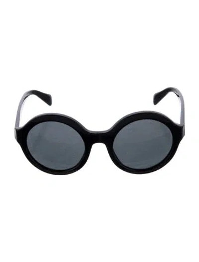 Pre-owned Prada Round Tinted Sunglasses In Black