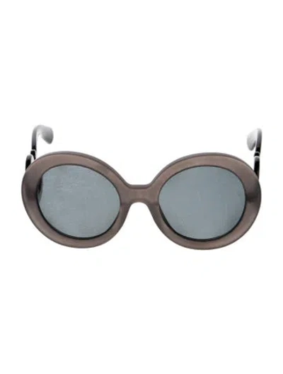 Pre-owned Prada Round Tinted Sunglasses In Black/grey