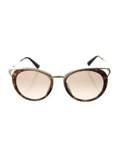 Pre-owned Prada Round Tinted Sunglasses In Brown