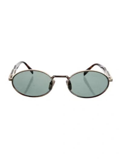 Pre-owned Prada Round Tinted Sunglasses In Brown/gold