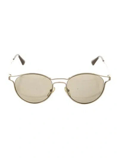 Pre-owned Prada Round Tinted Sunglasses In Gold