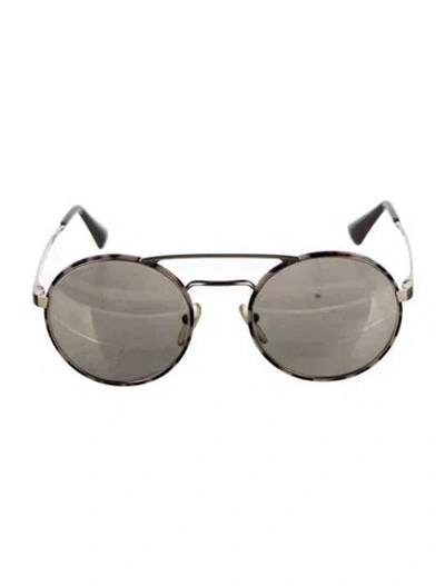 Pre-owned Prada Round Tinted Sunglasses In Gold