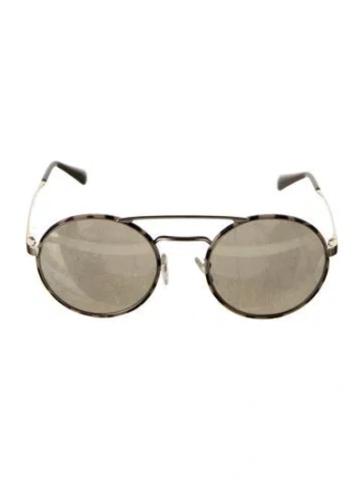 Pre-owned Prada Round Tinted Sunglasses In Gold