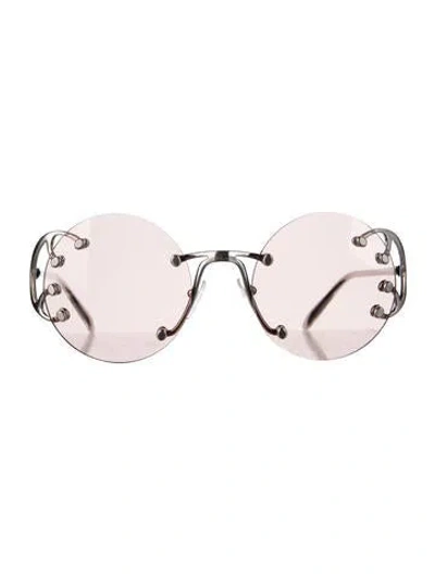 Pre-owned Prada Round Tinted Sunglasses In Silver
