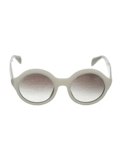 Pre-owned Prada Round Tinted Sunglasses In White