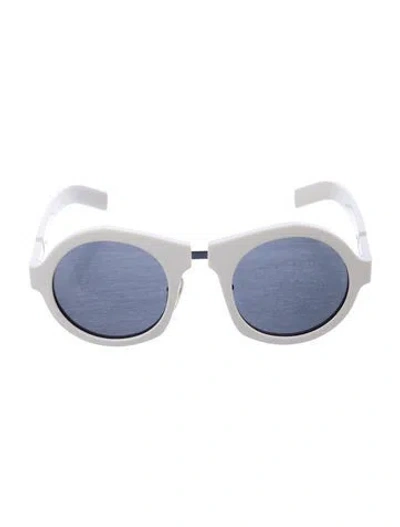 Pre-owned Prada Round Tinted Sunglasses In White