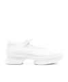 Prada Mesh Upper Platform Ballerinas With Strap Detail In White