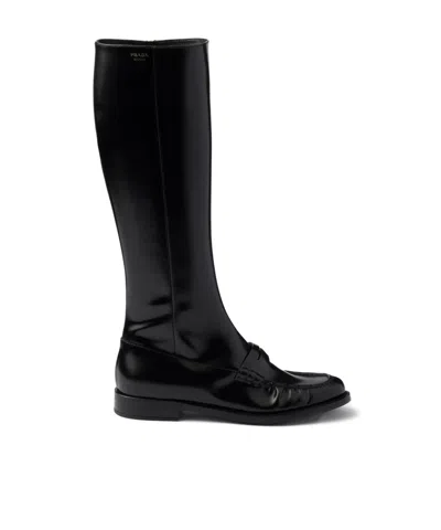 PRADA PRADA RUCHED ZIPPED BOOTS