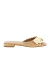 Prada Round-toe Flat Sandals In Neutral