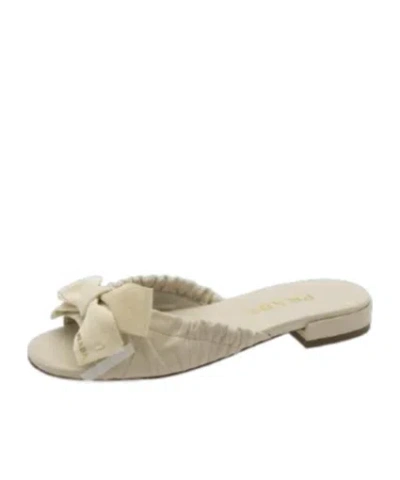 Prada Round-toe Flat Sandals In White