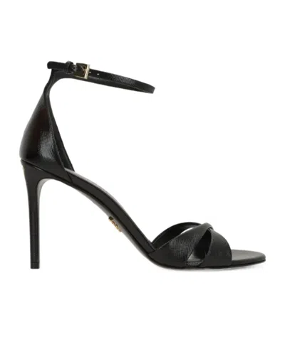 Prada Round-toe High-heeled Sandals In Black
