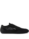 Prada Round-toe Lace-up Sneakers In Black