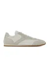 Prada Low Top Sneakers Rubber Sole Suede Panels In White