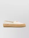 Prada Round Toe Leather Espadrilles In Neutral