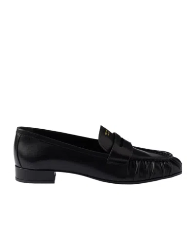 Prada Round-toe Loafers In Black