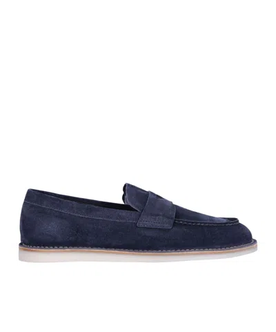 Prada Round Toe Loafers In Blue