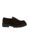 Prada Suede Loafers With Chunky Sole And Round Toe In Brown