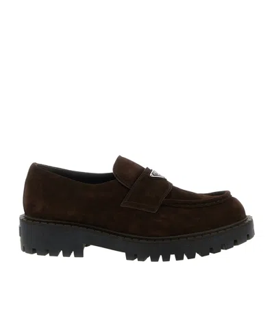 Prada Round-toe Loafers In Brown