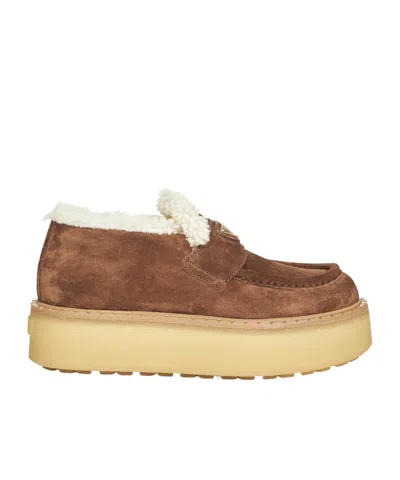 Prada Round-toe Loafers In Brown
