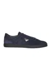 Prada Round Toe Low-top Sneakers In Blue