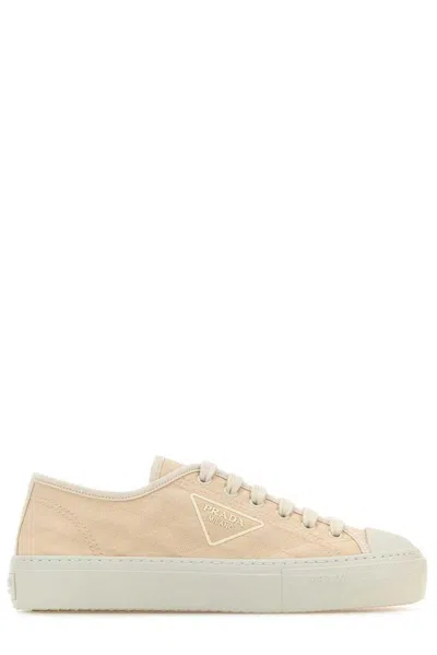 Prada Beige Sand Fabric Sneakers For Men